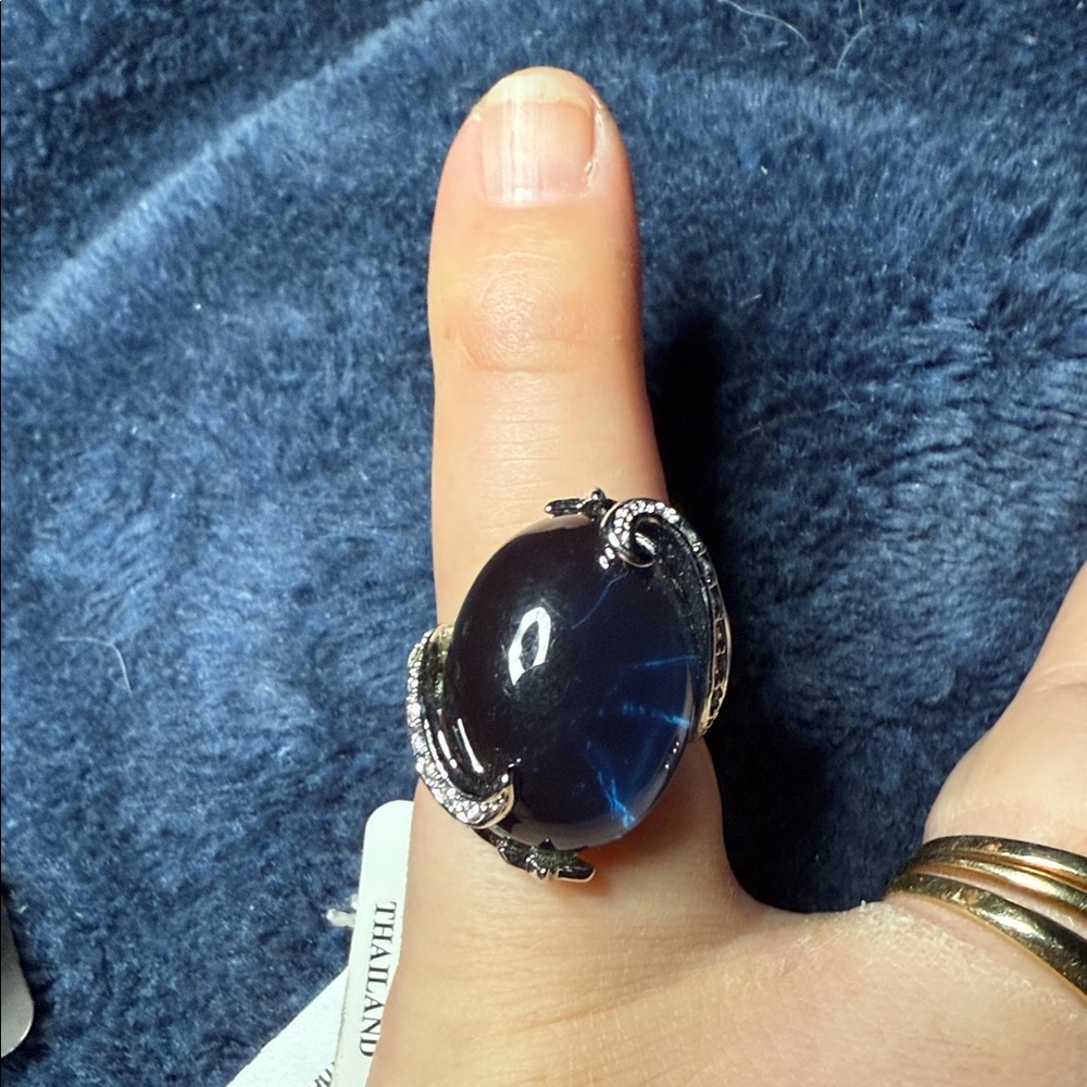 Elegant Blue and Sterling Silver Women's Ring Size 5